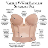 Dominique Valerie V-Wire Backless Strapless Bra Black, Nude/Mocha