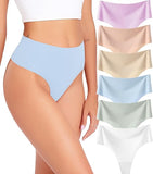 0004  Women's Underwear High Waisted Seamless Thongs for Women Breathable No Show Panties